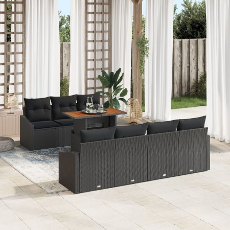 Set de Sofá de Jardín de 8 Piezas con Cojines Negro Ratán de PE de , Sofás de exterior - Ref: Foro24-3358536, Precio: 600,01 ...