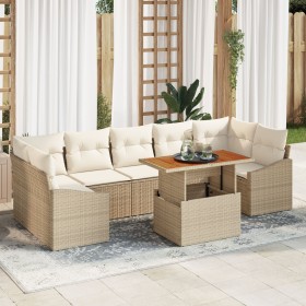 Conjunto de Sofá de Jardín de 8 Piezas con Cojines Beige de Ratán de , Sofás de exterior - Ref: Foro24-3358542, Precio: 596,1...