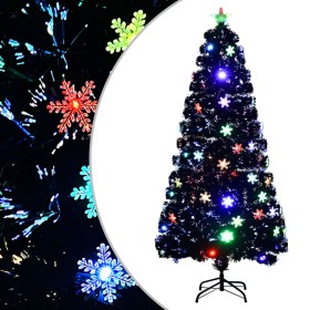 Árbol de Navidad copos de nieve LED fibra óptica negro 150 cm en Decoración Festiva y Estacional | Comprar online en Foru.es