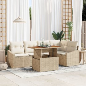Conjunto de Sofá de Jardín de 6 Piezas con Cojines Beige de Poliratán de , Sofás de exterior - Ref: Foro24-3358577, Precio: 4...