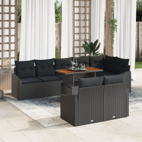 Conjunto de Sofás de Jardín de 9 Piezas con Cojines Negro de Ratán Sintético de , Sofás de exterior - Ref: Foro24-3358592, Pr...