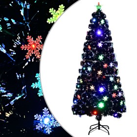 Árbol de Navidad copos de nieve LED fibra óptica negro 180 cm en Decoración Festiva y Estacional | Comprar online en Foru.es