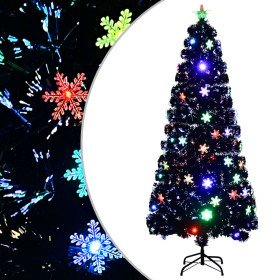 Árbol de Navidad copos de nieve LED fibra óptica negro 180 cm en Decoración Festiva y Estacional | Comprar online en Foru.es
