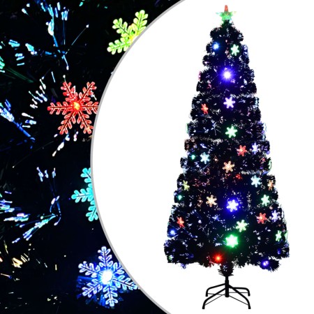 Árbol de Navidad copos de nieve LED fibra óptica negro 180 cm en Decoración Festiva y Estacional | Comprar online en Foru.es