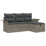 Juego de sofá de jardín de 4 piezas con cojines gris polirratán de , Sofás de exterior - Ref: Foro24-3358848, Precio: 267,82 ...