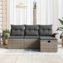 Juego de sofá de jardín de 4 piezas con cojines gris polirratán de , Sofás de exterior - Ref: Foro24-3358848, Precio: 267,82 ...
