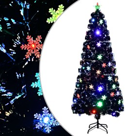 Árbol de Navidad copos de nieve LED fibra óptica negro 210 cm en Decoración Festiva y Estacional | Comprar online en Foru.es