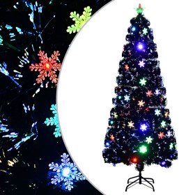 Árbol de Navidad copos de nieve LED fibra óptica negro 210 cm en Decoración Festiva y Estacional | Comprar online en Foru.es
