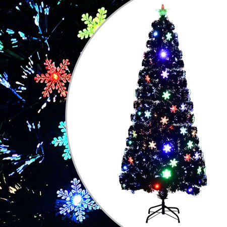 Árbol de Navidad copos de nieve LED fibra óptica negro 210 cm en Decoración Festiva y Estacional | Comprar online en Foru.es