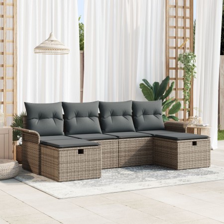 Juego de Sofá de Jardín de 6 Piezas con Cojines Gris Poliratán de , Sofás de exterior - Ref: Foro24-3358918, Precio: 367,01 €...