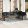 Set de Sofá de Jardín de 8 Piezas con Cojines Gris Ratán Poliéster de , Sofás de exterior - Ref: Foro24-3358928, Precio: 498,...