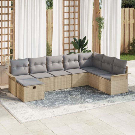 Juego de sofá de jardín de 8 piezas con cojines beige de poliratán | Foro24.es | Tu tienda online para hogar, jardín y más Foro24.es