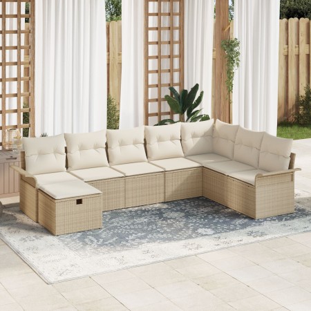 Conjunto de sofá de jardín de 8 piezas con cojines Beige Ratán de poliéster | Foro24.es | Tu tienda online para hogar, jardín y más Foro24.es