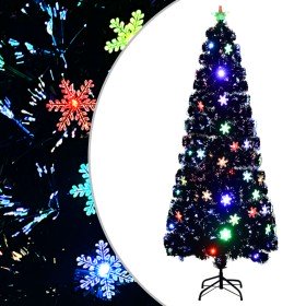 Árbol de Navidad copos de nieve LED fibra óptica negro 240 cm en Decoración Festiva y Estacional | Comprar online en Foru.es