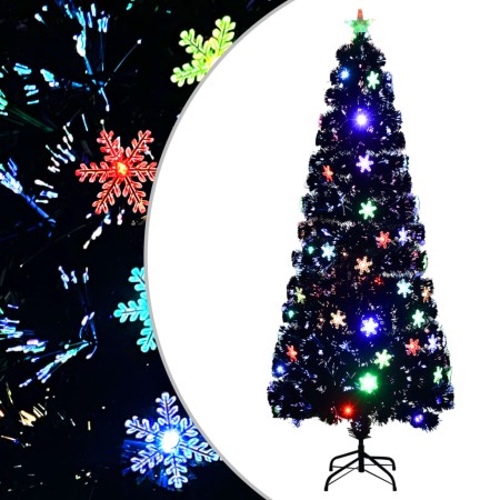 Árbol de Navidad copos de nieve LED fibra óptica negro 240 cm en Decoración Festiva y Estacional | Comprar online en Foru.es