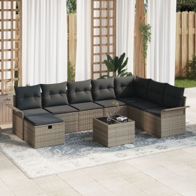 Conjunto de sofá de jardín de 9 piezas con cojines gris ratán sintético de , Sofás de exterior - Ref: Foro24-3358938, Precio:...