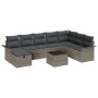 Conjunto de sofá de jardín de 9 piezas con cojines gris ratán sintético de , Sofás de exterior - Ref: Foro24-3358938, Precio:...