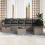 Conjunto de sofá de jardín de 9 piezas con cojines gris ratán sintético de , Sofás de exterior - Ref: Foro24-3358938, Precio:...