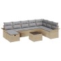 Conjunto de Sofá de Jardín de 9 Piezas con Cojines Beige Ratán Sintético | Foro24.es | Tu tienda online para hogar, jardín y más Foro24.es