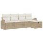 Juego de Sofá de Jardín de 5 Piezas Con Cojines Beige Ratán Poliéster de , Sofás de exterior - Ref: Foro24-3359060, Precio: 3...