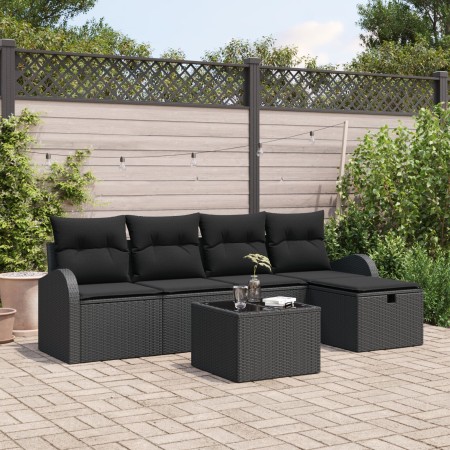 Conjunto de Sofás de Jardín de 6 Piezas con Cojines Negro Polirátan de , Sofás de exterior - Ref: Foro24-3359072, Precio: 368...