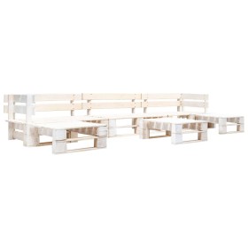 Set de muebles de jardín de palets 6 piezas madera blanco en Conjuntos de jardín | Comprar online en Foru.es
