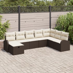 Juego de sofá de jardín de 8 piezas con cojines Marrón Poliratán de , Sofás de exterior - Ref: Foro24-3359127, Precio: 525,88...