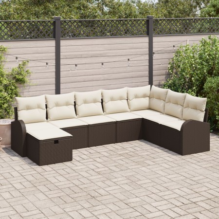Juego de sofá de jardín de 8 piezas con cojines Marrón Poliratán de , Sofás de exterior - Ref: Foro24-3359127, Precio: 525,88...