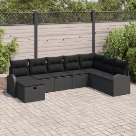 Conjunto de Sofá de Jardín de 8 piezas con Cojines Negro Poliratán de , Sofás de exterior - Ref: Foro24-3359132, Precio: 526,...