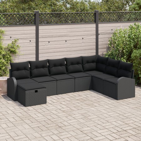Conjunto de Sofá de Jardín de 8 piezas con Cojines Negro Poliratán de , Sofás de exterior - Ref: Foro24-3359132, Precio: 526,...