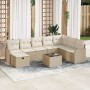 Set de Sofá de Jardín de 9 Piezas con Cojines Beige de Ratán Sintético de , Sofás de exterior - Ref: Foro24-3359140, Precio: ...