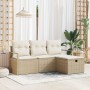 Conjunto de Sofá de Jardín  de 4 Piezas con Cojines Ratán Poli Beige, Sofá de Jardín  de 2 Plazas con Cojines Ratán Poli Beige | Foro24.es | Tu tienda online para hogar, jardín y más Foro24.es