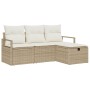 Conjunto de Sofá de Jardín  de 4 Piezas con Cojines Ratán Poli Beige, Sofá de Jardín  de 2 Plazas con Cojines Ratán Poli Beige | Foro24.es | Tu tienda online para hogar, jardín y más Foro24.es