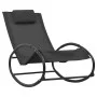 Tumbona con almohada acero y textilene negro de vidaXL, Tumbonas - Ref: Foro24-317583, Precio: 74,32 €, Descuento: %