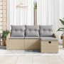 Juego de sofá de jardín de 4 piezas con cojines Beige Ratán Poliéster | Foro24.es | Tu tienda online para hogar, jardín y más Foro24.es
