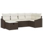 Conjunto de Sofás de Jardín de 6 Piezas con Cojines Marrón Ratán Poliéster de , Sofás de exterior - Ref: Foro24-3359277, Prec...