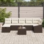 Conjunto de Sofá de Jardín de 8 Piezas con Cojines Marrón Ratán Poly de , Sofás de exterior - Ref: Foro24-3359307, Precio: 52...