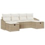 Conjunto de sofá de jardín de 6 piezas con cojines beige de ratán polivalente de , Sofás de exterior - Ref: Foro24-3359320, P...