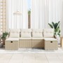 Conjunto de sofá de jardín de 6 piezas con cojines beige de ratán polivalente de , Sofás de exterior - Ref: Foro24-3359320, P...