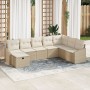 Juego de Sofá de Jardín de 8 Piezas con Cojines Ratán Poliéster Beige de , Sofás de exterior - Ref: Foro24-3359330, Precio: 5...