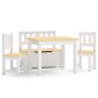 Mesa y sillas infantiles 4 piezas MDF blanco y beige de vidaXL, muebles para bebés y niños pequeños - Ref: Foro24-10412, Prec...
