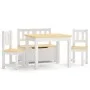 Mesa y sillas infantiles 4 piezas MDF blanco y beige de vidaXL, muebles para bebés y niños pequeños - Ref: Foro24-10412, Prec...
