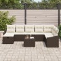 Conjunto de Sofá de Jardín de 9 Piezas con Cojines en Ratán Poliranato Marrón de , Sofás de exterior - Ref: Foro24-3359337, P...
