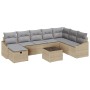 Conjunto de Sofá de Jardín de 9 Piezas con Cojines Beige de Ratán Poliéster | Foro24.es | Tu tienda online para hogar, jardín y más Foro24.es