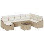 Juego de Sofás de Jardín de 9 Piezas con Cojines Beige Ratán de , Sofás de exterior - Ref: Foro24-3359340, Precio: 590,42 €, ...