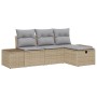 Conjunto de Sofá de Jardín de 4 Piezas con Cojines Beige Ratán Poli de , Sofás de exterior - Ref: Foro24-3359349, Precio: 294...