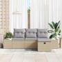 Conjunto de Sofá de Jardín de 4 Piezas con Cojines Beige Ratán Poli de , Sofás de exterior - Ref: Foro24-3359349, Precio: 294...