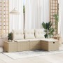 Set de Sofá de Jardín de 4 Piezas con Cojines Beige Ratán Polivalente de , Sofás de exterior - Ref: Foro24-3359350, Precio: 3...