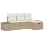 Set de Sofá de Jardín de 4 Piezas con Cojines Beige Ratán Polivalente de , Sofás de exterior - Ref: Foro24-3359350, Precio: 3...