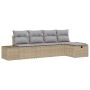 Juego de Sofá de Jardín de 5 Piezas con Cojines Beige Poliratán de , Sofás de exterior - Ref: Foro24-3359359, Precio: 346,14 ...